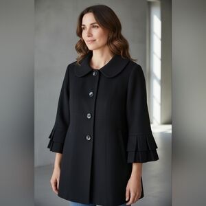 Le Suit Black Pea Coat EUC